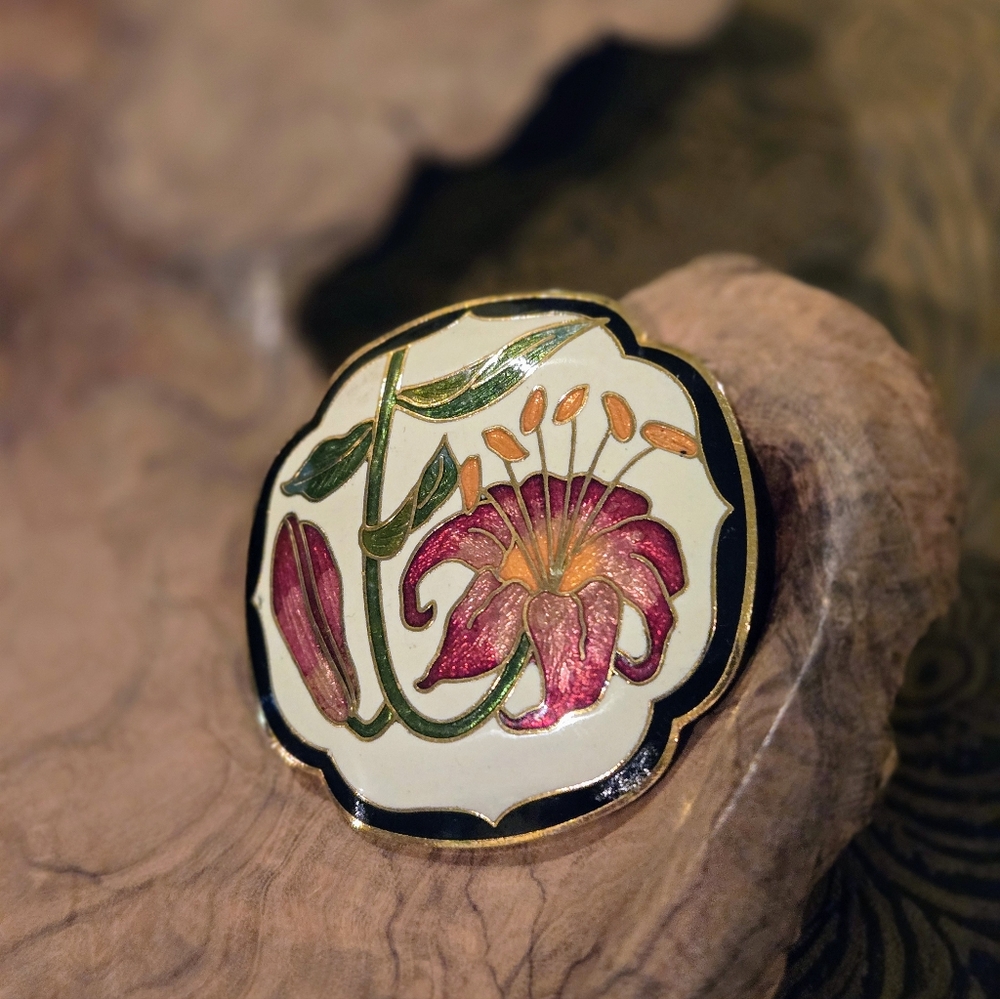 Vintage 80's Cloisonne Scarf Accessory - Picture 2 of 5